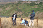 Surveying a tomb in Armenia