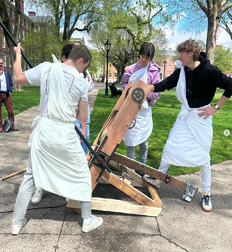 Students with catapult