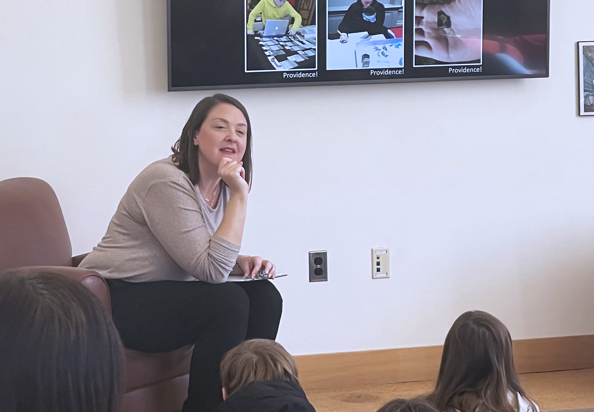 Graduate student Mina Nikolovieni teaches a Think Like an Archaeologist session