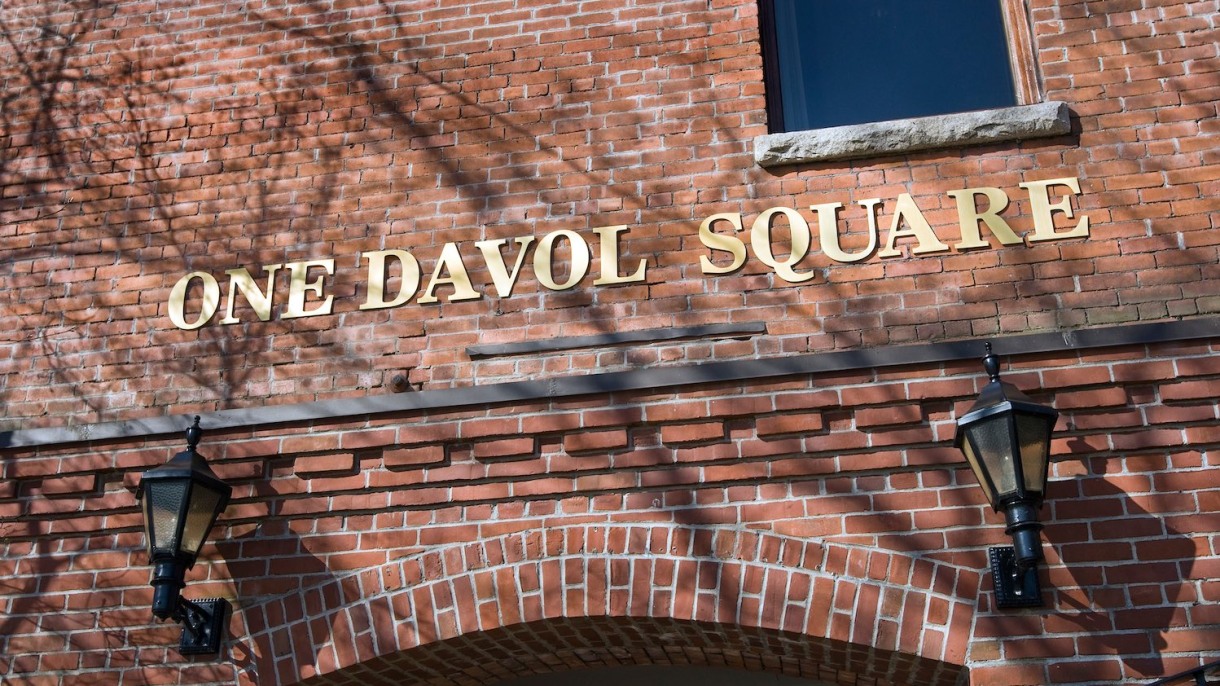 One Davol Square sign on brick building