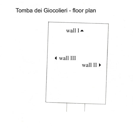 Figure 3 - floor plan of the Tomba dei Giocolieri, Tarquinia, Brown University Archive