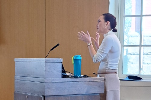 Sarah Bell at podium